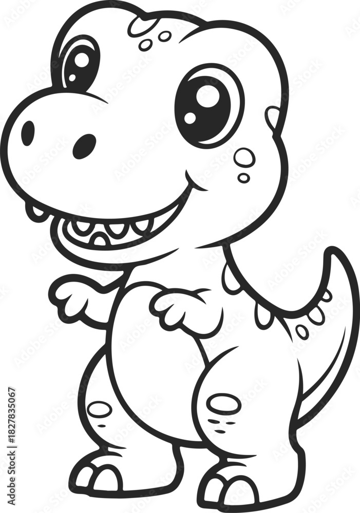 Fototapeta premium Cute Cartoon Dinosaur Line Art for Coloring