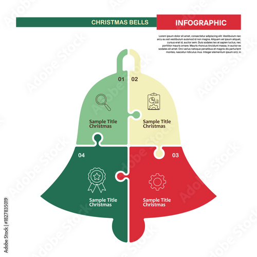 Christmas bell shape infographic for business report presentation template and business web. Vector illustration