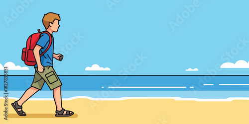 Clear Blue Sky Beach Landscape - Tropical Background and Vacation Scenery