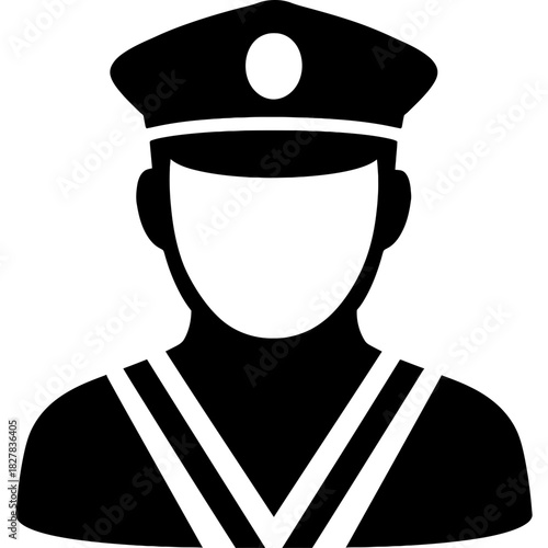 Minimalistic black silhouette of crossing guard