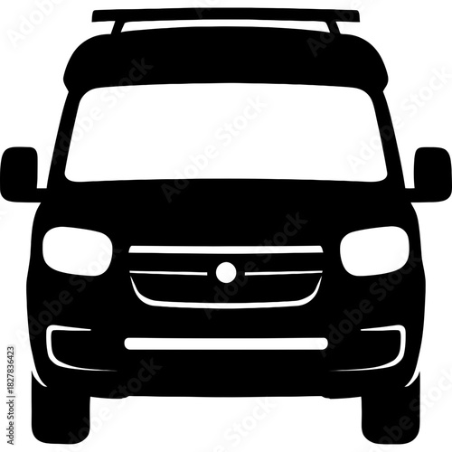 Black vector silhouette of caravan outfitter