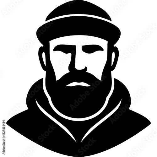 Minimalistic black seafarer head silhouette