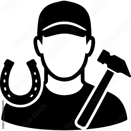 Black vector silhouette of farrier head