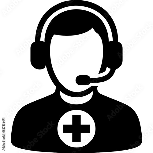 Minimalistic emergency dispatcher silhouette