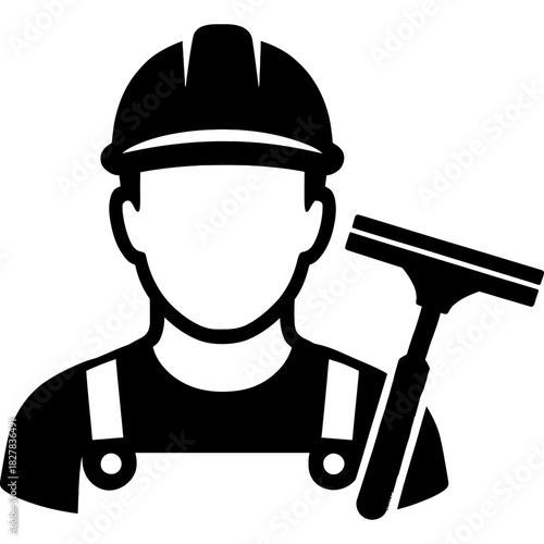 Black vector silhouette of window cleaner head