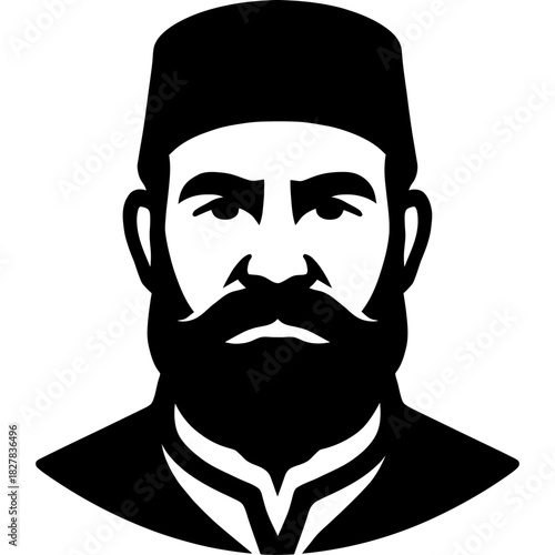 Minimalistic black silhouette of tea merchant