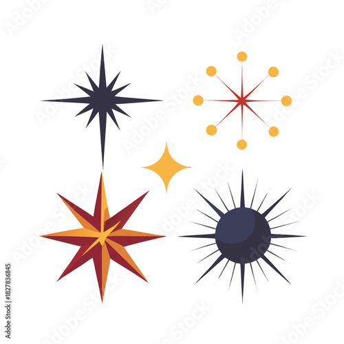 Retro Starburst and Sparkle Vector Set