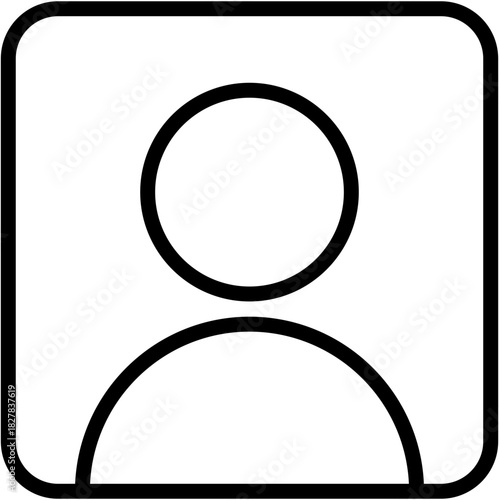Profile Picture Icon Symbol Sign in Clean Simple Outline Line Art Style