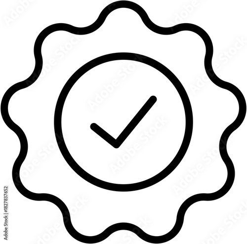 Black Simple Clean Achievement Mission Complete Icon Symbol Sign in Outline Line Art Style