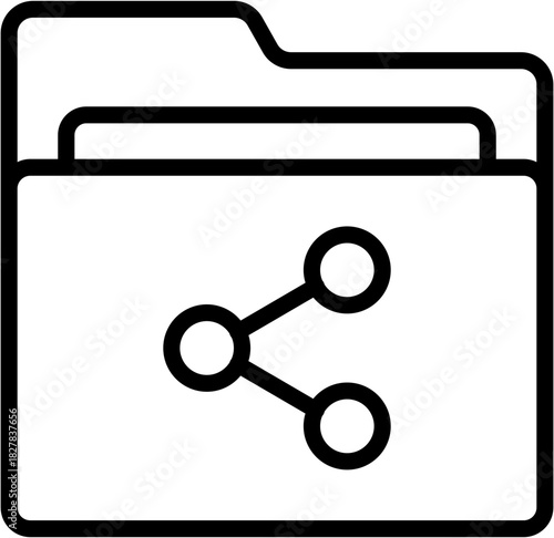 Black Share Folder Files Documents Icon Symbol Sign in Clean Simple Outline Line Art Style