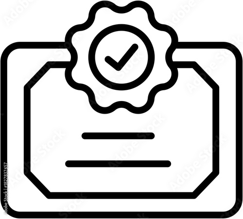 Proof License Certificate Approval Icon Symbol Sign in Clean Simple Outline Line Art Style
