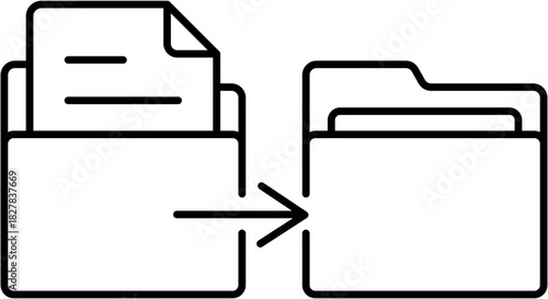 Black Send File Transfer Archive Document Data Backup Icon Symbol Sign in Clean Simple Outline Line Art Style