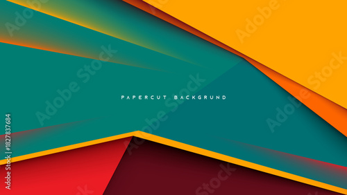 Colorful geometric triangle papercut background design