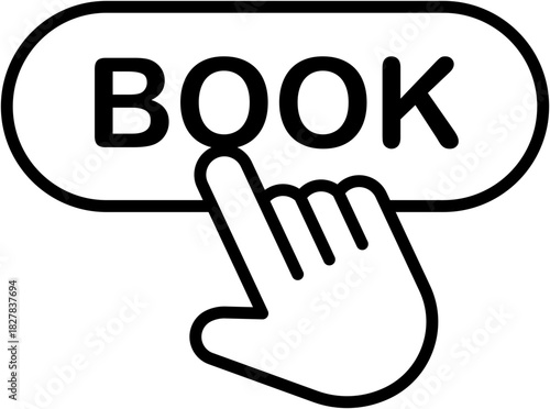 Booking CTA Call to action Icon Symbol Sign in Clean Simple Outline Line Art Style