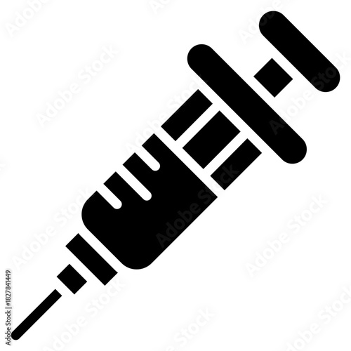 Syringe Glyph Black Silhouette Icon Design Vector - syringe representing vaccination, injection, immunization, and medical treatment