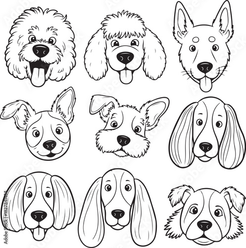 Collection of adorable cartoon dog heads