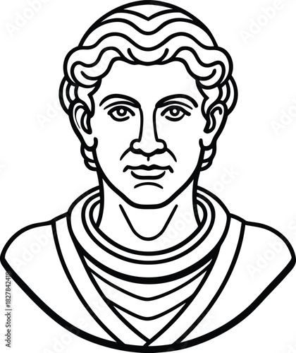 Ancient Roman Bust Line Art sculpture greek