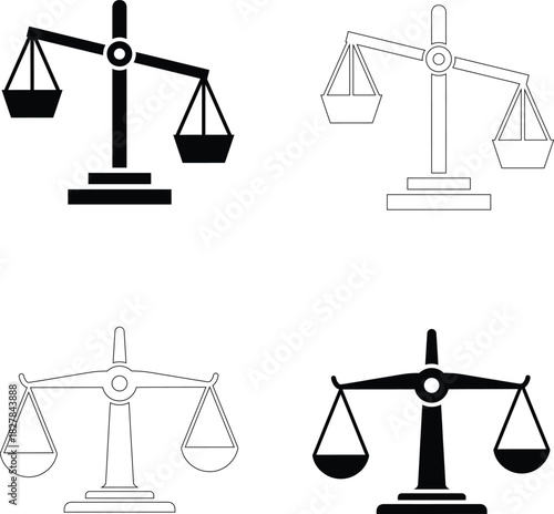 Scales of Justice Vector Icon Set – Law, Balance, and Legal Court Symbols