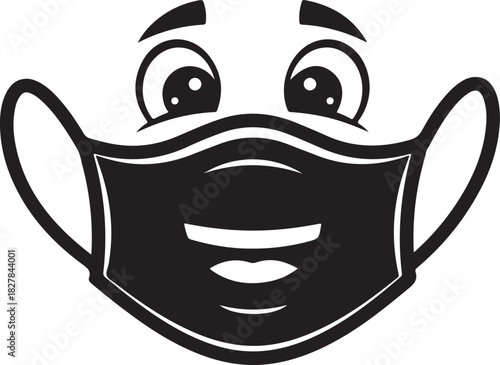 Medical mask cartoon illustration protecting from virus disease and promoting public health safety