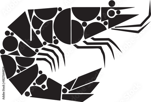 Abstract geometric shrimp vector illustration. modern seafood icon design with clean shape.