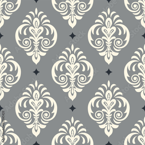 Damask modern seamless pattern element. Vintage classical old fashioned damask ornament, seamless texture for wallpapers, textile.