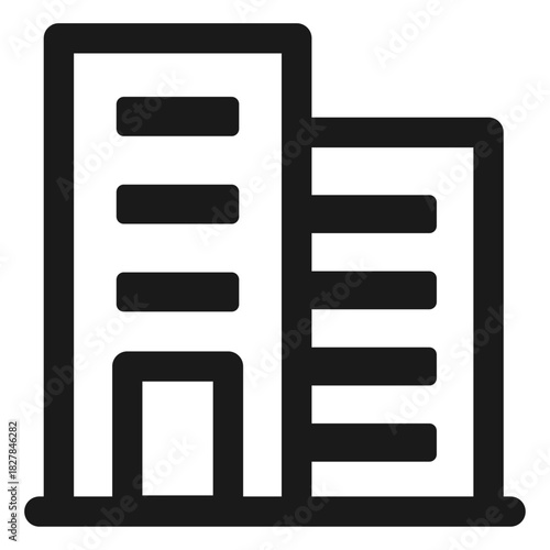 Office building icon – modern urban architecture, corporate tower and apartment block symbol
