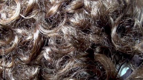 Close-up of synthetic hair for a wig