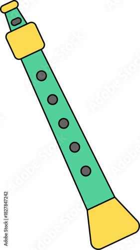 Flat illustration of a recorder flute instrument. Perfect for music class and educational themed designs.