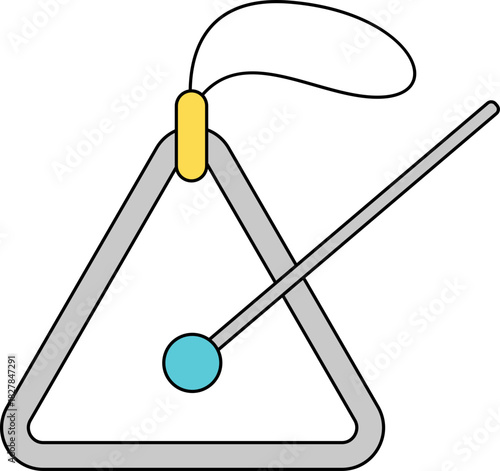 Flat illustration of a triangle percussion instrument. Perfect for music class and orchestra themed visuals.