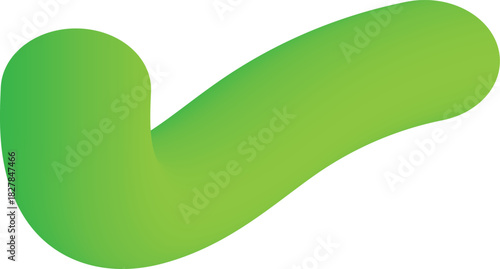 Abstract smooth gradient green checkmark shape or swoosh graphic design element