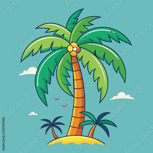Isolated Palm Tree Drawing