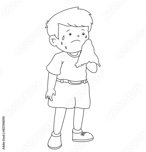 Cute cartoon had draw vector hot weather coloring page.	
