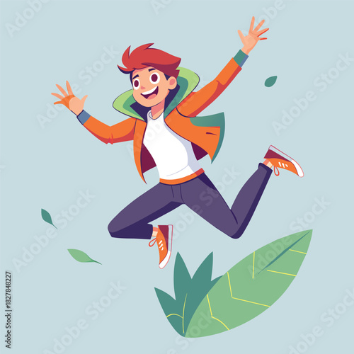 Man Jumping with Happiness Illustration