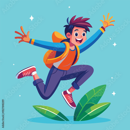 Man Jumping with Happiness Illustration