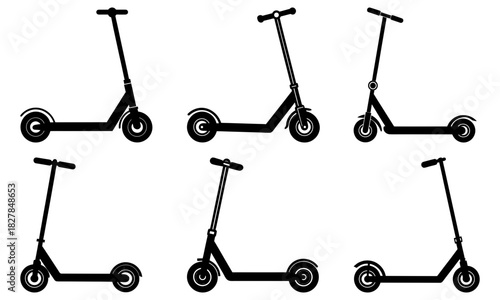 Modern electric scooter fleet for eco-friendly urban travel, sleek designs offering efficient commutes, sustainable transportation for city dwellers