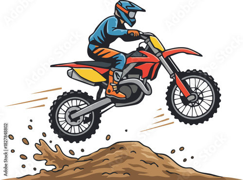 Extreme Motocross Rider Jumping Dirt Bike Off Road Action Graphic
