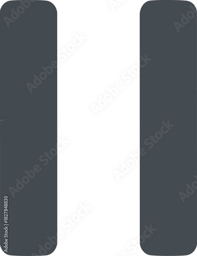 Minimalist Dark Gray Pause Button Icon on White Background for Media Control