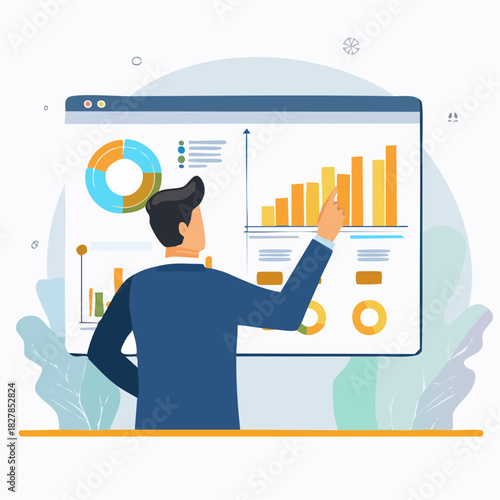 Business Presentation Analytics Vector Illustration