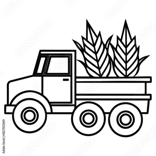 A black silhouette of a harvest truck vector