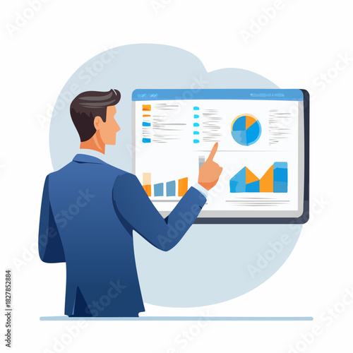 Business Presentation Analytics Vector Illustration