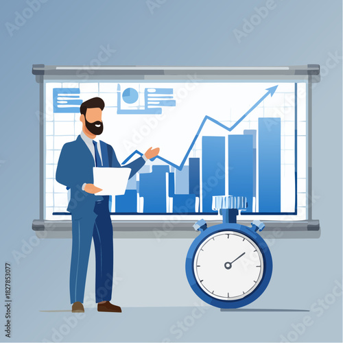 Business Presentation Analytics Vector Illustration