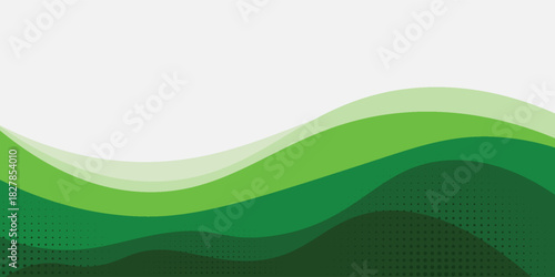 Abstract White and Green wave wide background banner