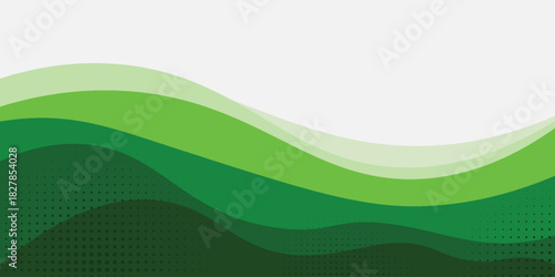 Abstract White and Green wave wide background banner