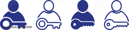 user key bule icons set personal security vector design