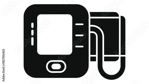 Compact digital blood pressure monitor with cuff for home health tracking, medical diagnosis, hypertension management