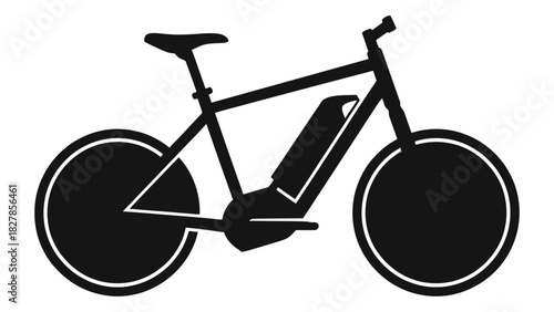 Electric bicycle icon representing modern e-bike silhouette symbol for sustainable transport and urban mobility solution