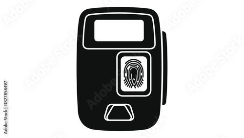 Fingerprint scanner device icon for biometric identification and access control system with digital display technology
