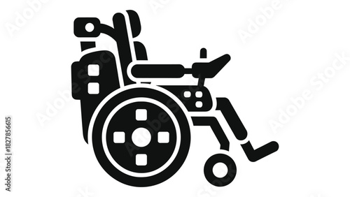 Modern electric power wheelchair icon symbolising accessibility, mobility, independence, and support for disabled people