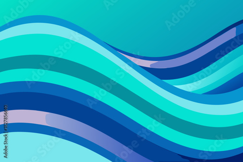 Abstract Blue and Teal Gradient Waves with Soft Shadows green turquoise