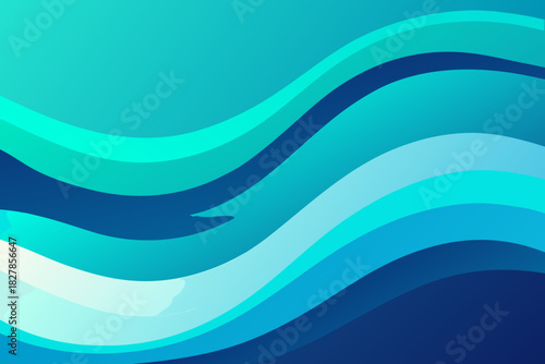 Abstract Blue and Teal Wavy Gradient Background with Smooth Curves green